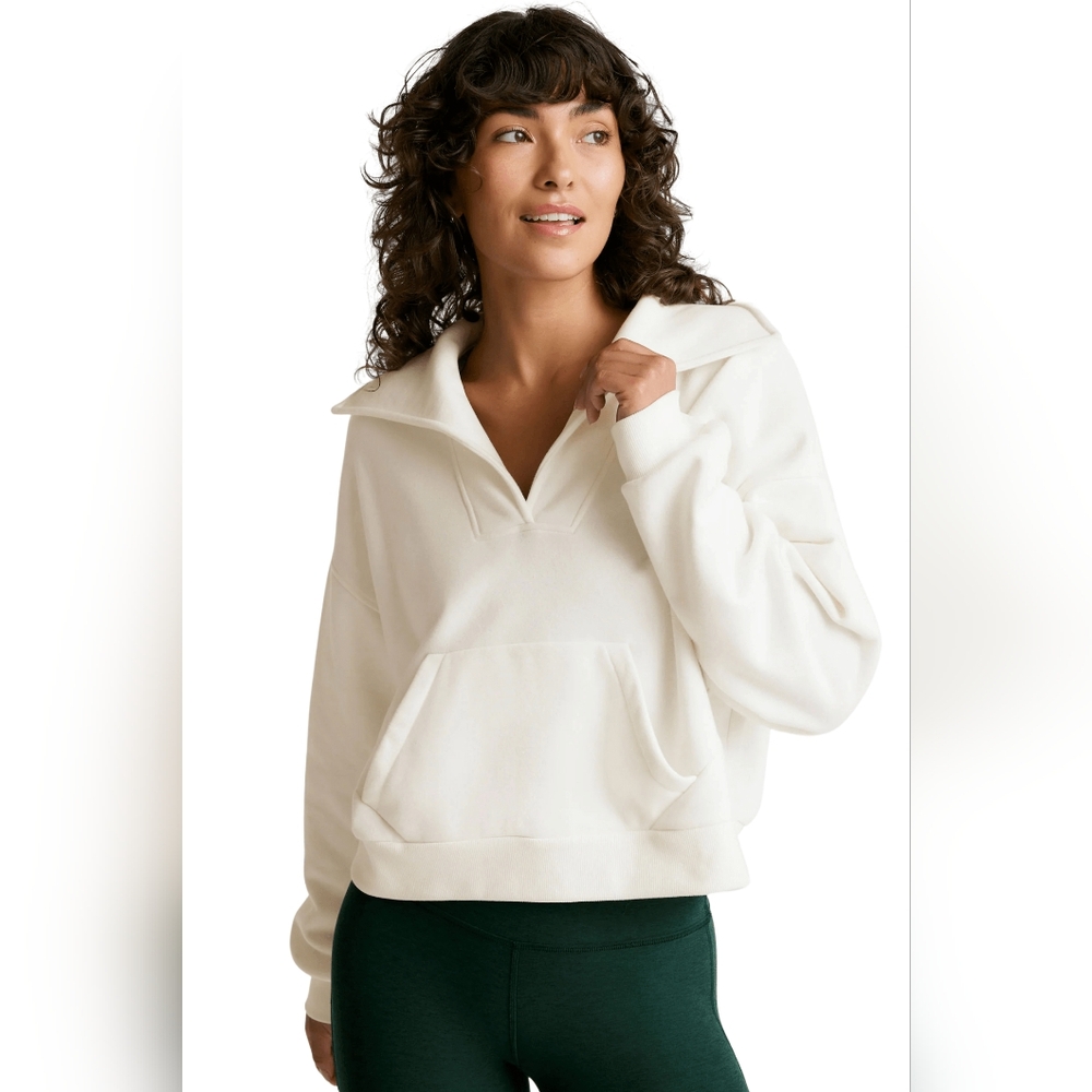 Beyond Yoga White Half-Zip Sweatshirt